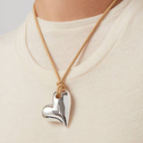 Art Heart On A String Necklace Silver Plated