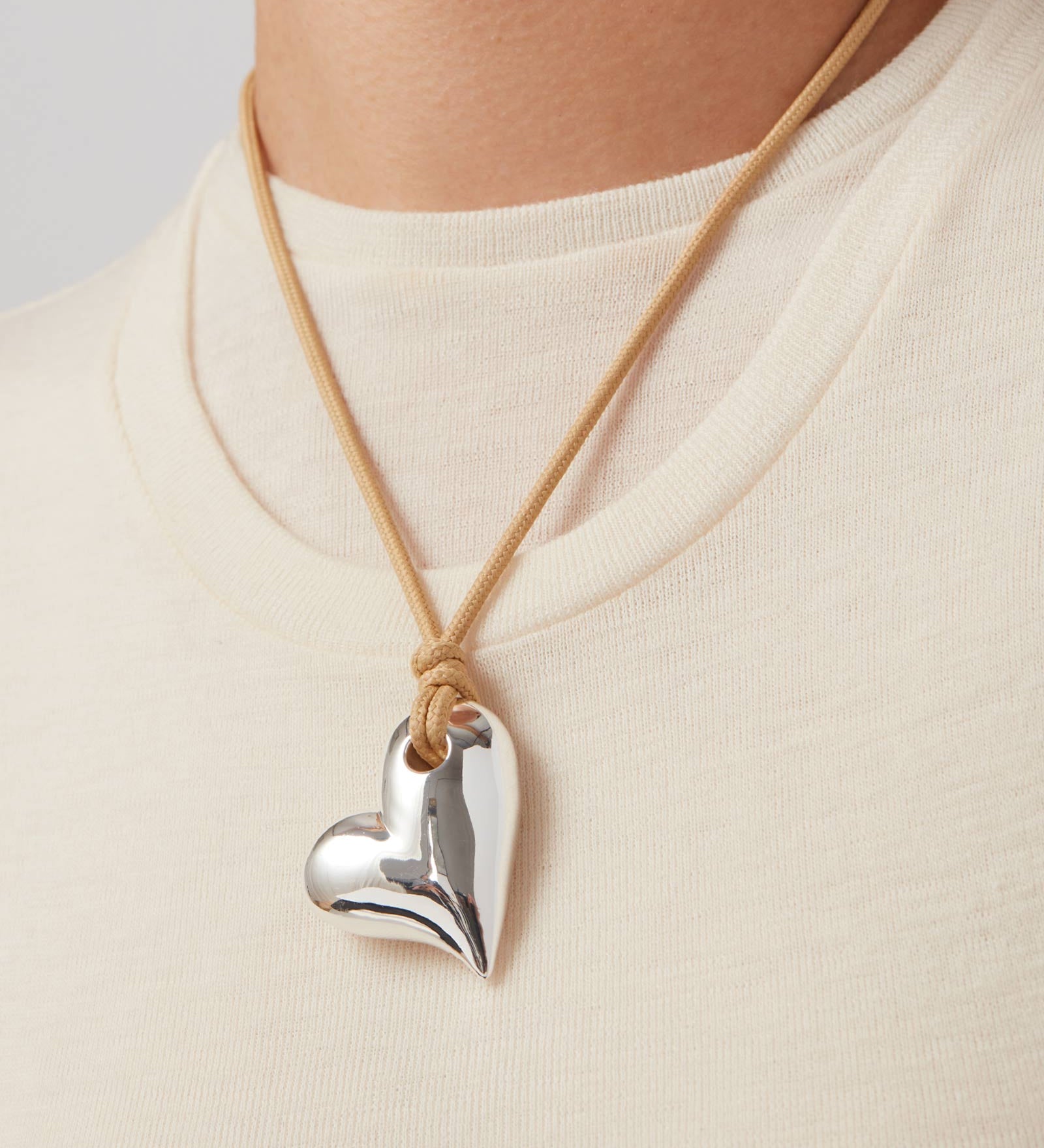 Art Heart On A String Necklace Silver Plated