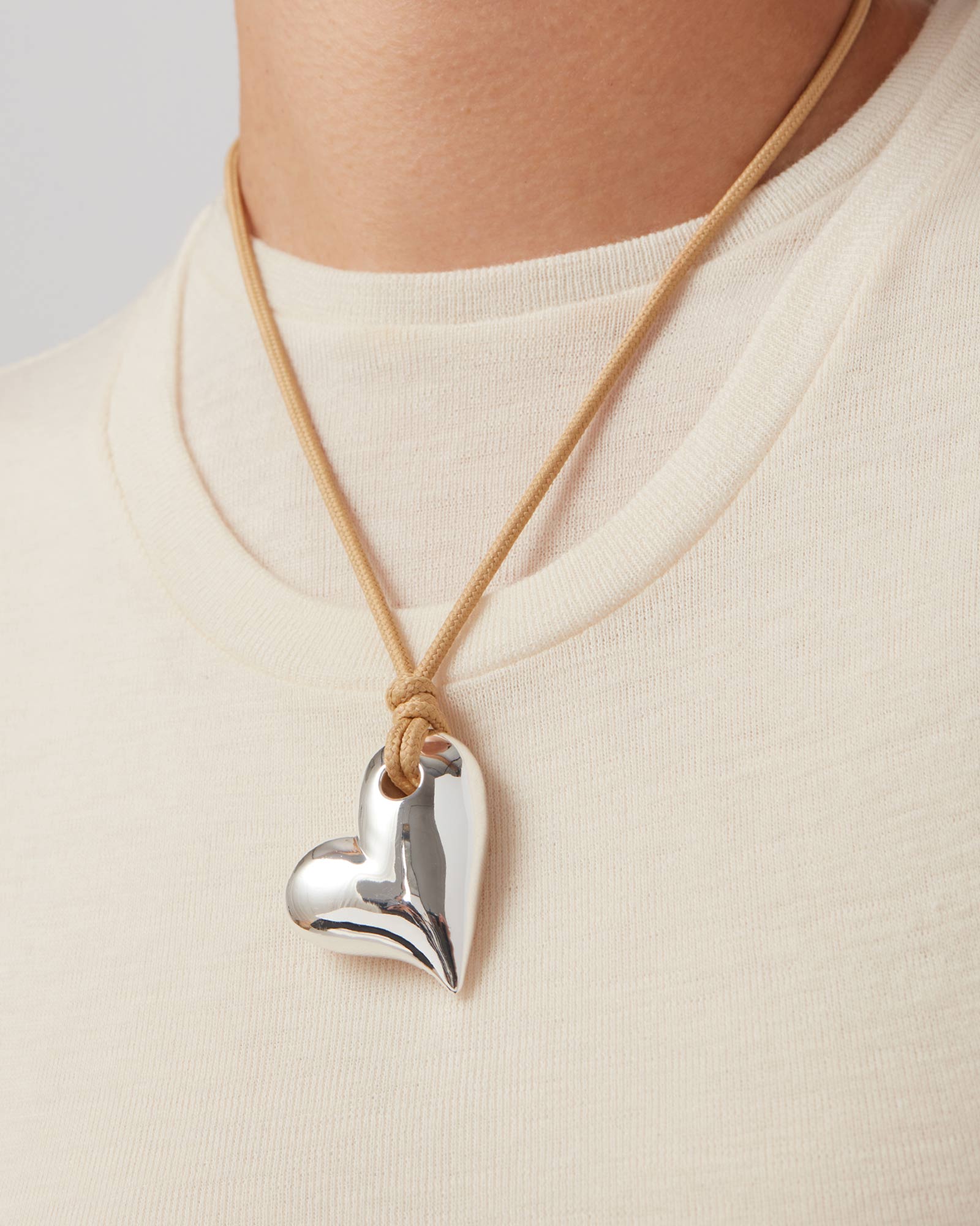 Art Heart On A String Necklace Silver Plated