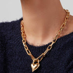 Padlock Heart Pendant Necklace 14k Gold Plated