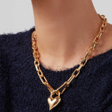 Padlock Heart Pendant Necklace 14k Gold Plated