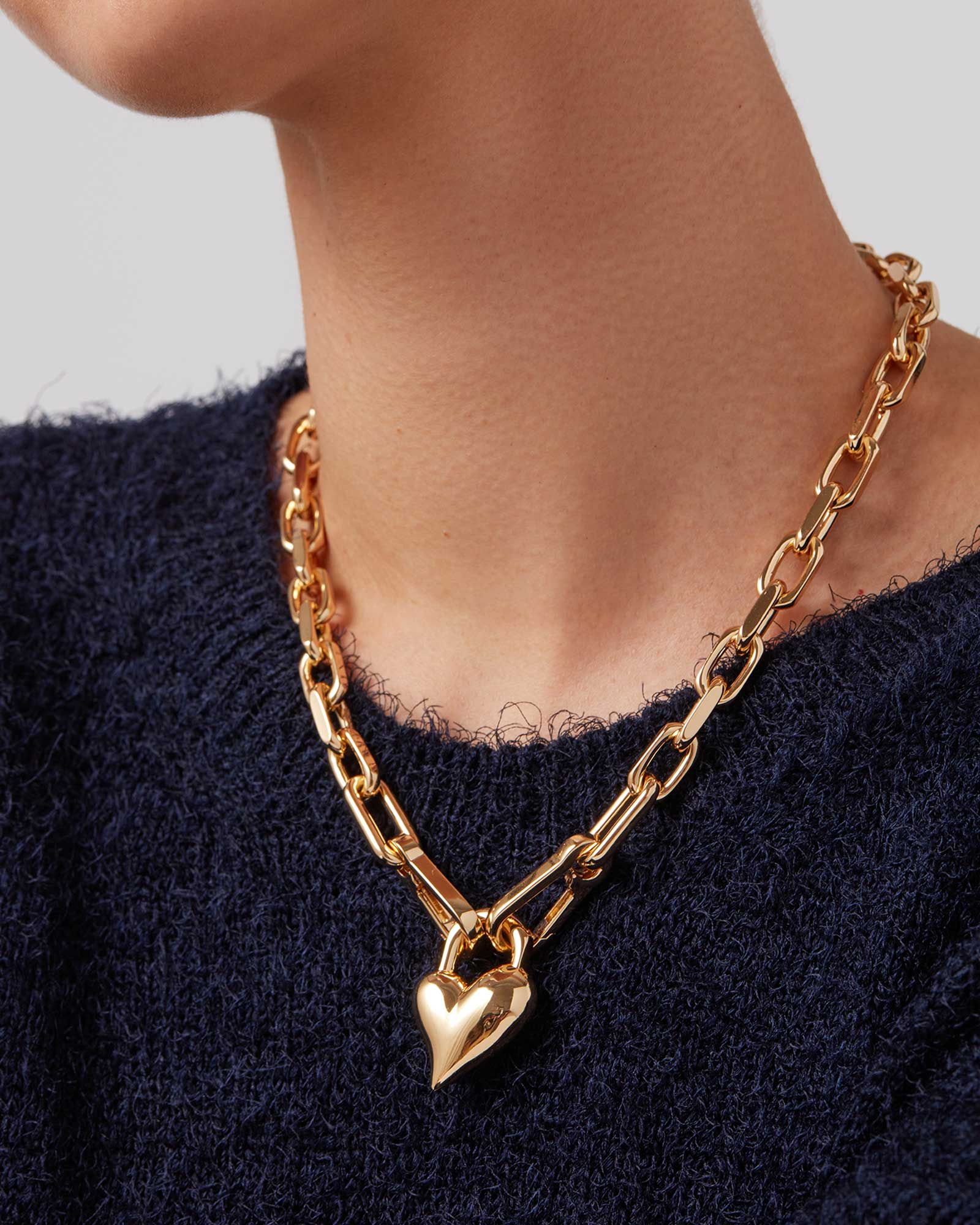 Padlock Heart Pendant Necklace 14k Gold Plated