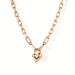 Padlock Heart Pendant Necklace 14k Gold Plated