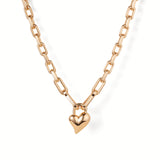 Padlock Heart Pendant Necklace 14k Gold Plated