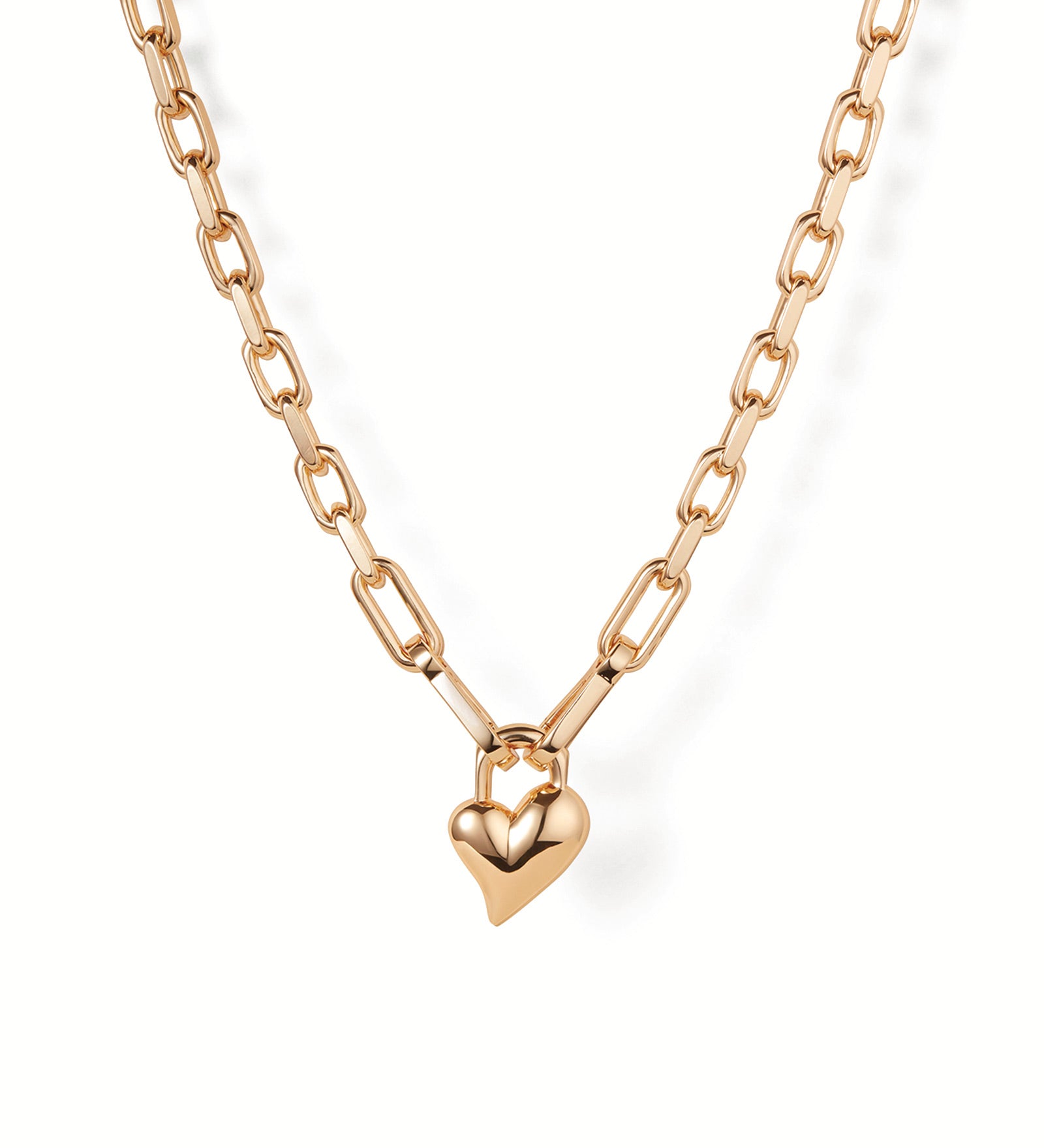 Padlock Heart Pendant Necklace 14k Gold Plated