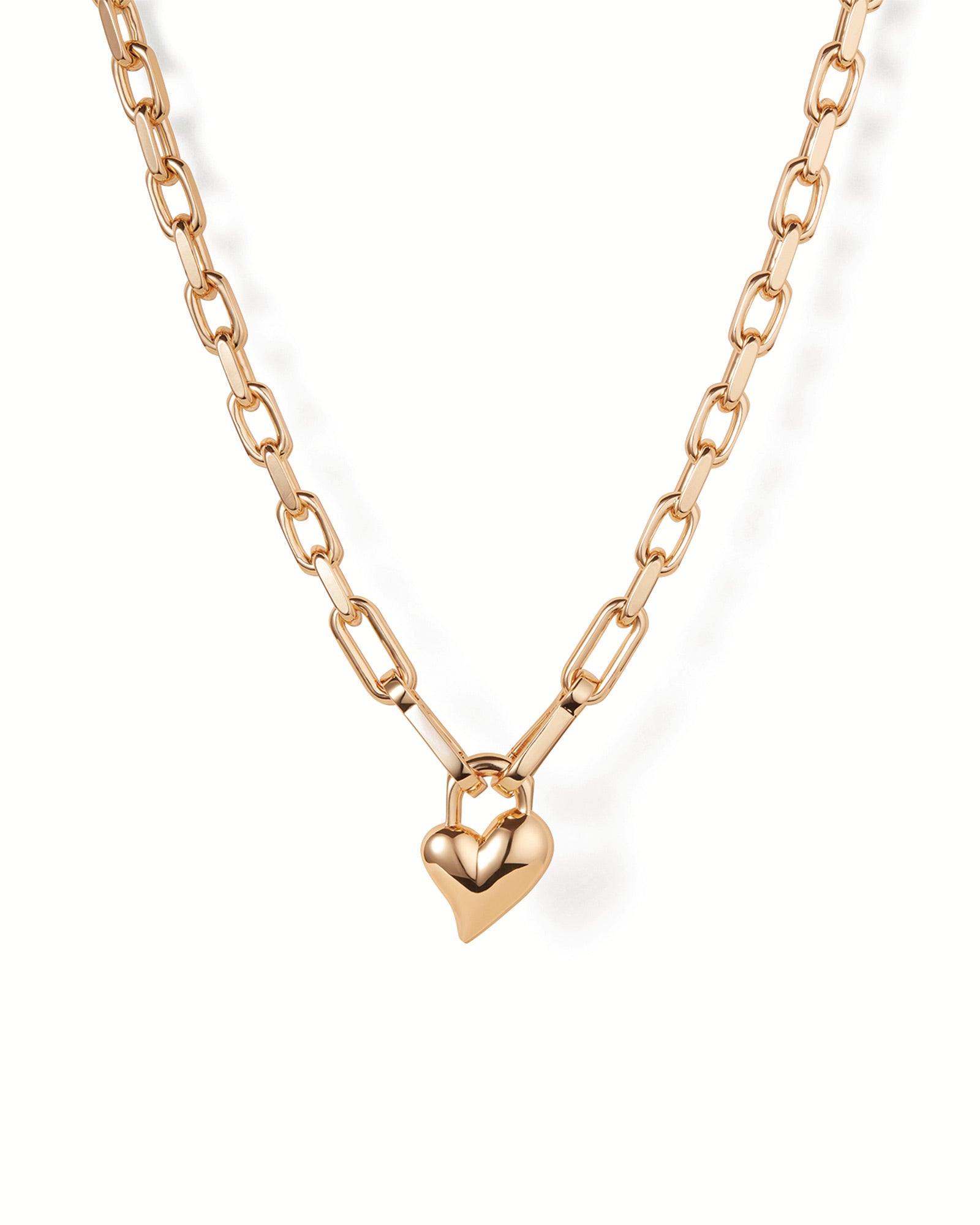 Padlock Heart Pendant Necklace 14k Gold Plated