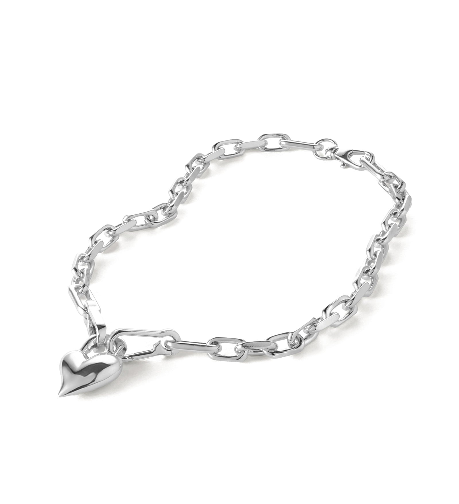 Padlock Heart Pendant Necklace Silver Plated