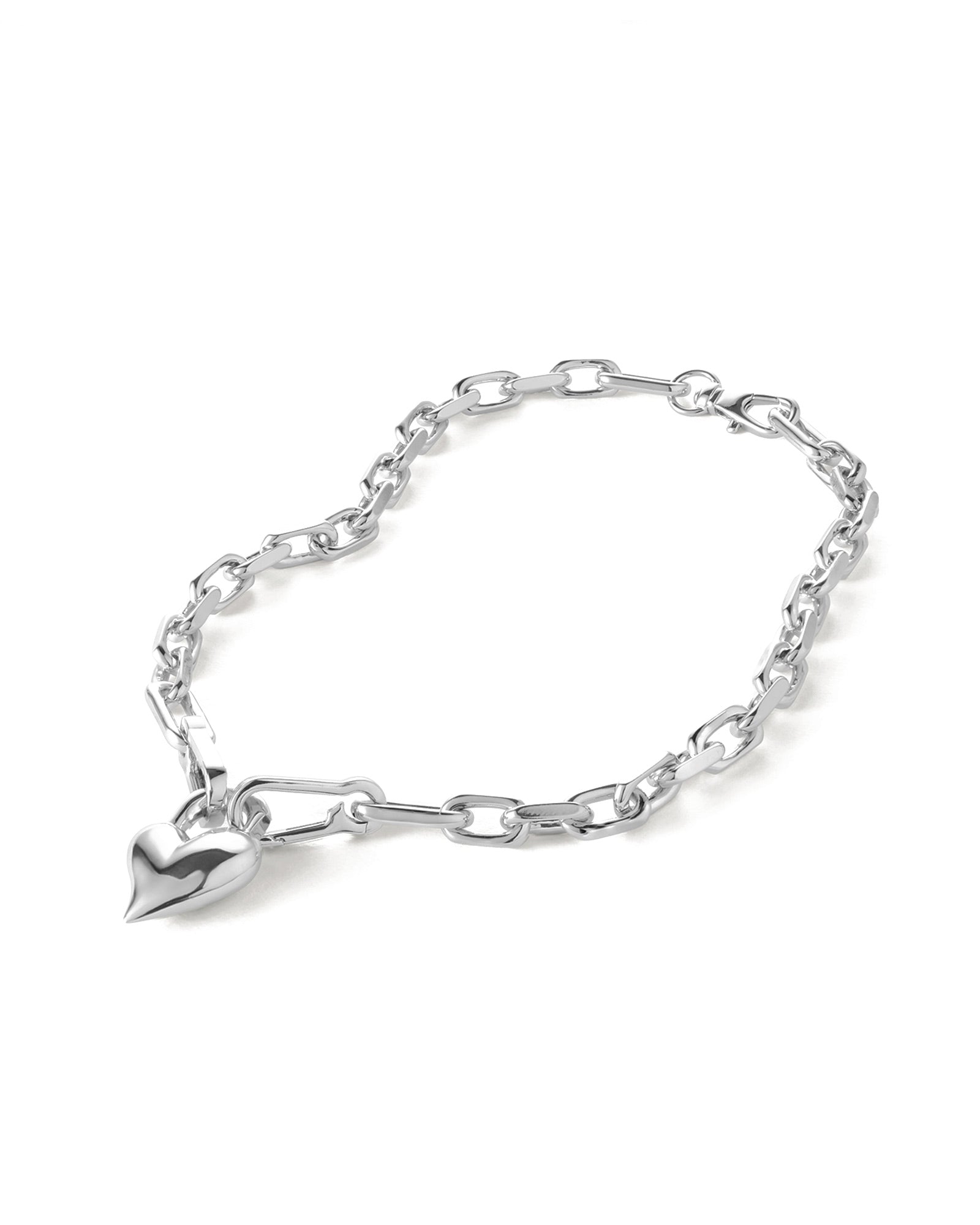 Padlock Heart Pendant Necklace Silver Plated