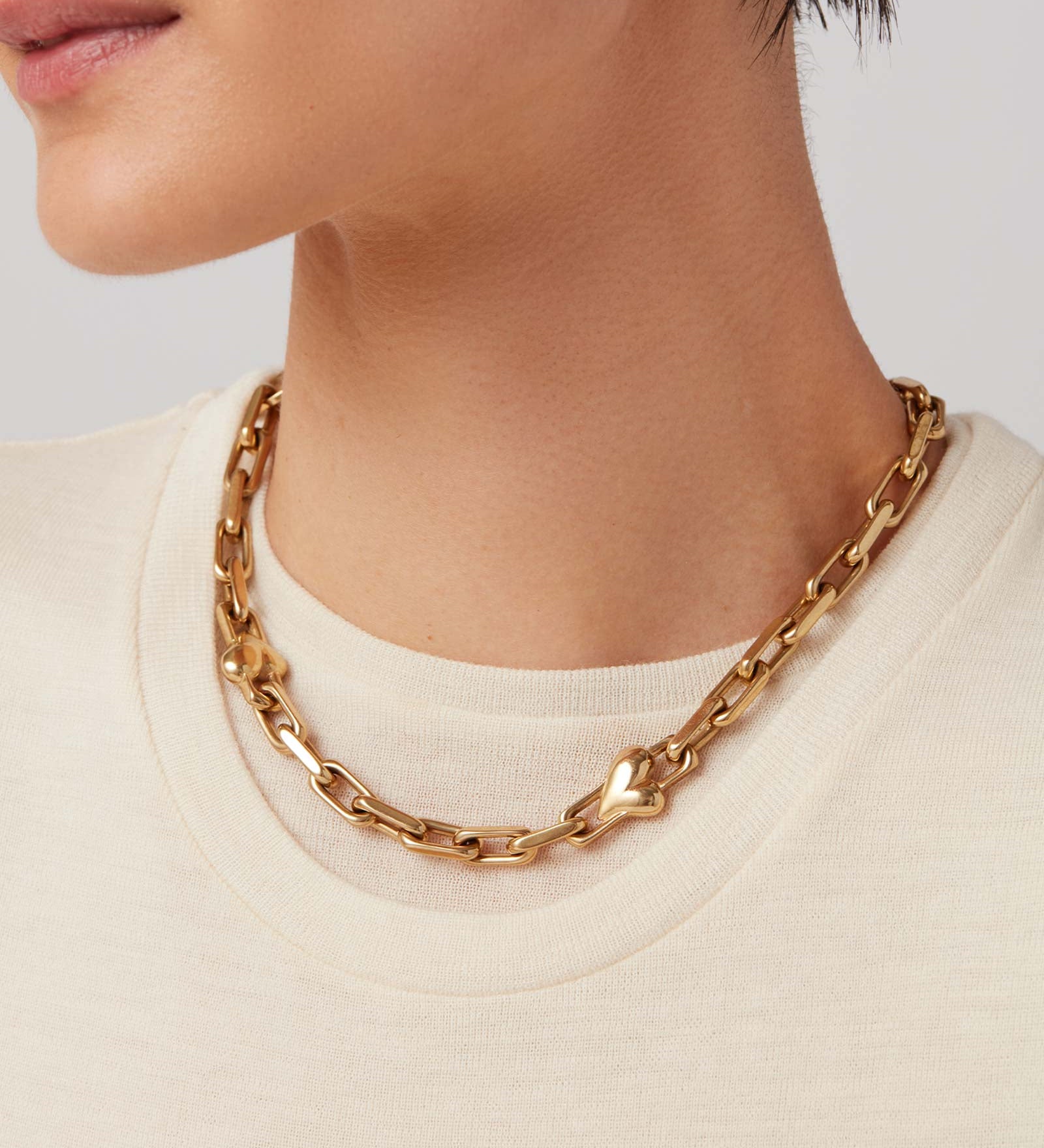 Art Heart Chain Necklace 14k Gold Plated