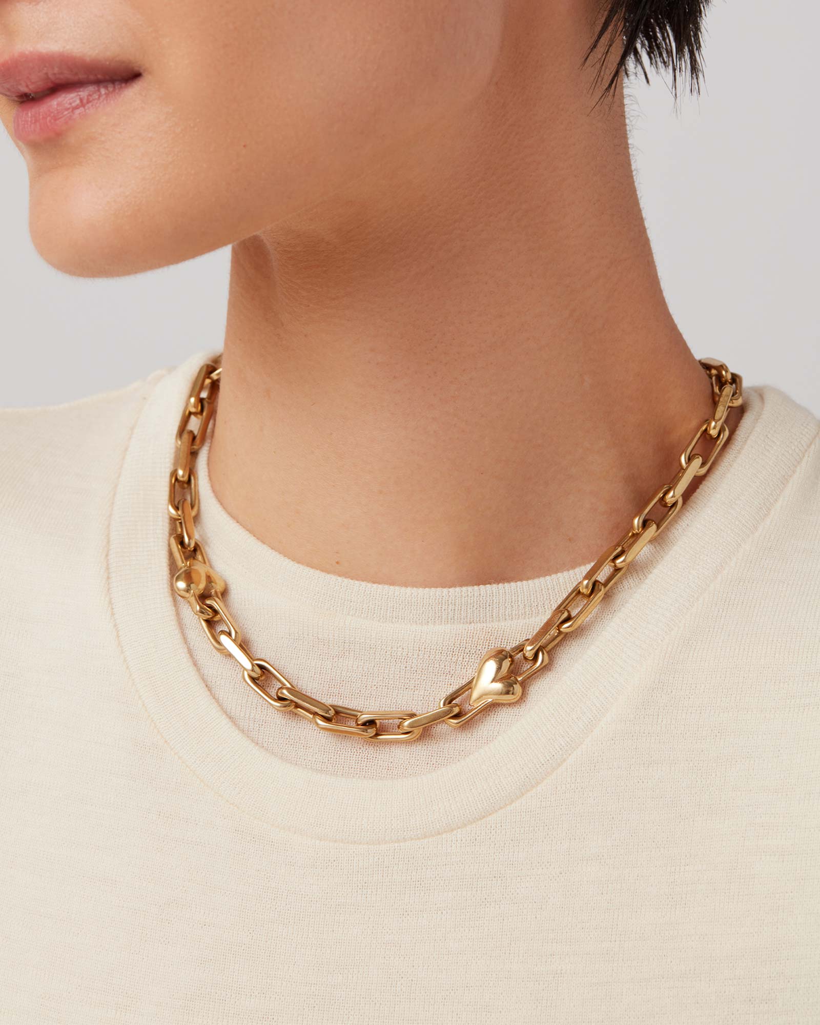 Art Heart Chain Necklace 14k Gold Plated