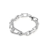 Padlock Heart Chain Bracelet Silver Plated