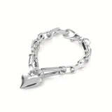 Padlock Heart Chain Bracelet Silver Plated