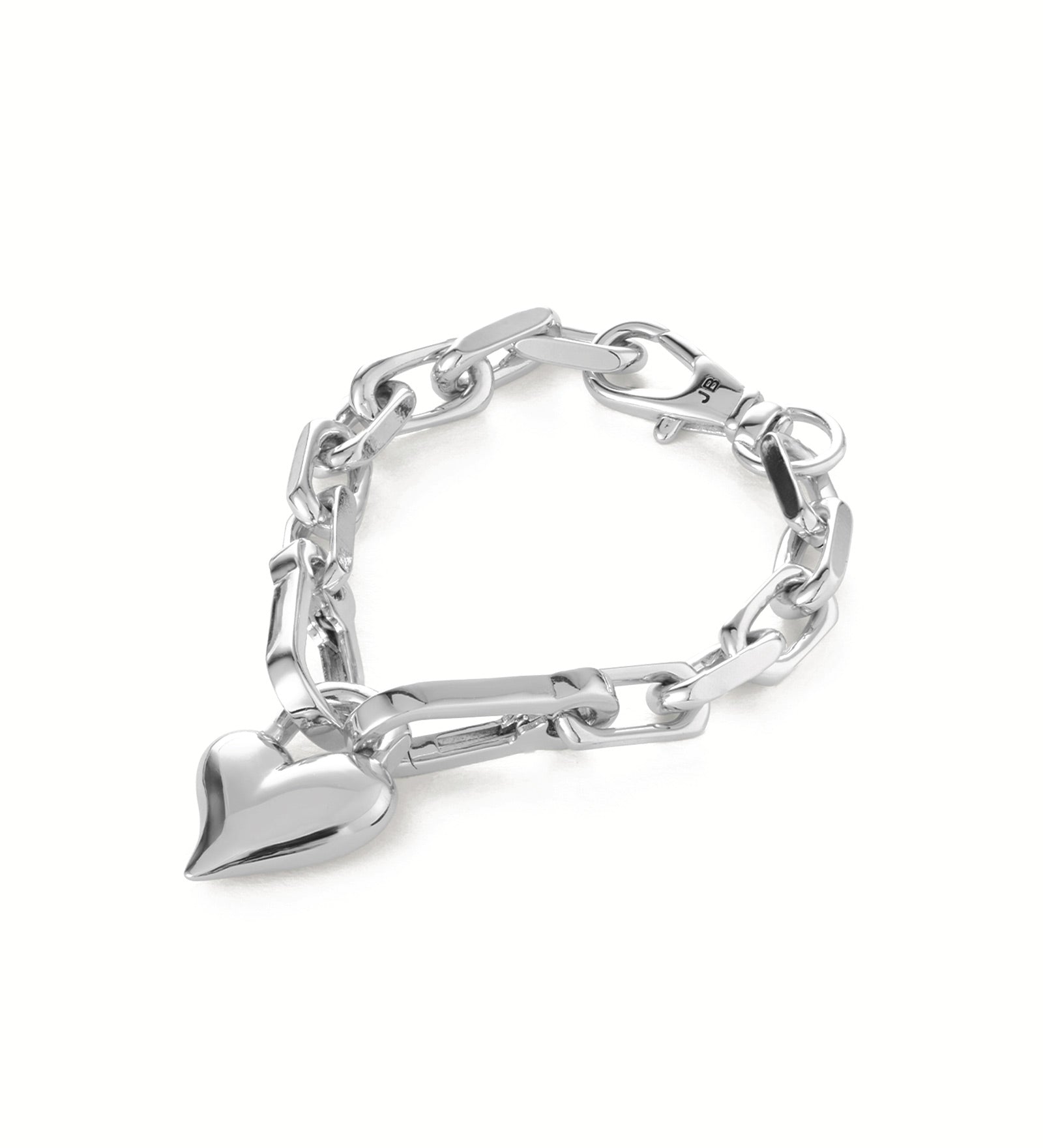 Padlock Heart Chain Bracelet Silver Plated