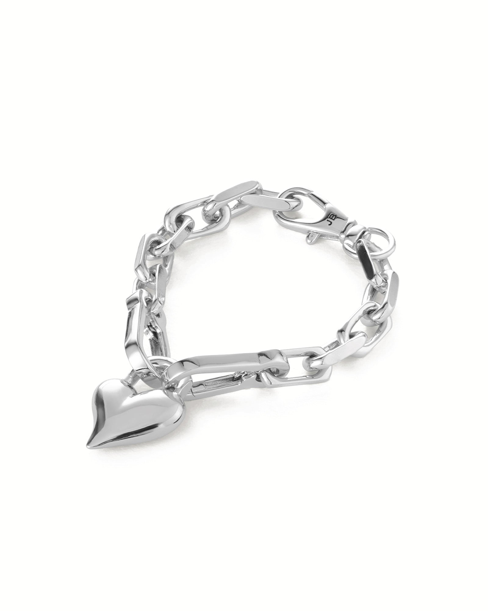 Padlock Heart Chain Bracelet Silver Plated