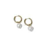 Uma Wrinkle Pearl Hoops 14k Gold Vermeil, White Pearl