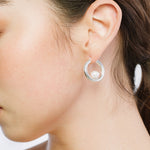 Luna Hoops Sterling Silver, White Pearl