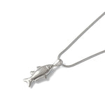 Lucky Fish Necklace Sterling Silver, White Pearl