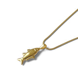 Lucky Fish Necklace 14k Gold Plated, White Pearl