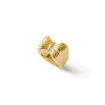 Butterfly Signet Ring 14k Gold Plated, White Pearl / 7