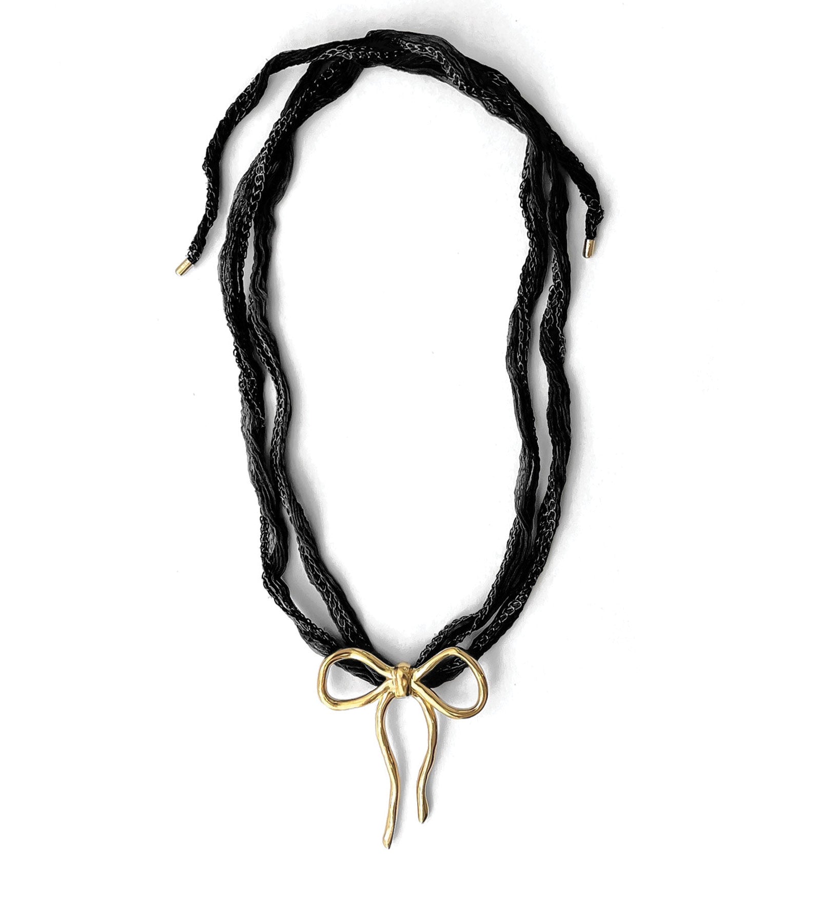 Kara Yoo-Dorothy Necklace-Necklaces-14k Gold Plated, Black Silk-Blue Ruby Jewellery-Vancouver Canada