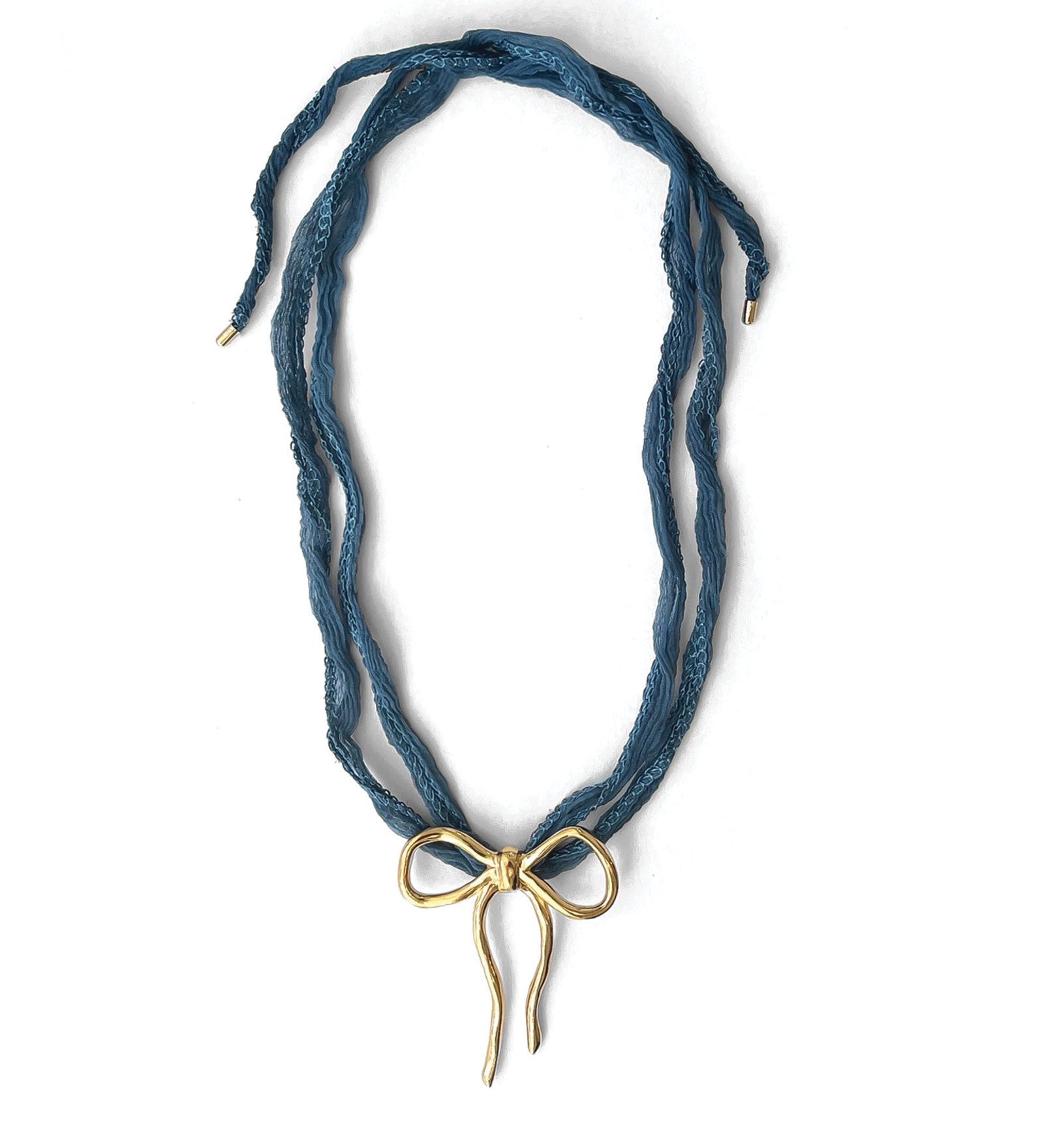 Kara Yoo-Dorothy Necklace-Necklaces-14k Gold Plated, Marine Silk-Blue Ruby Jewellery-Vancouver Canada