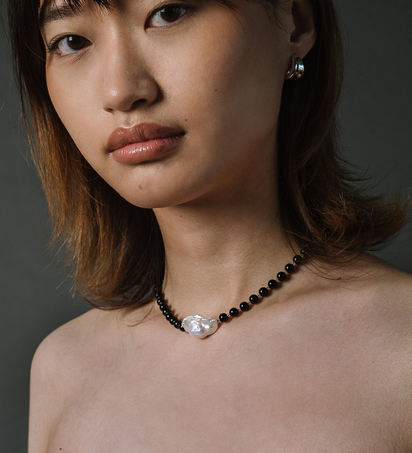 Kara Yoo-Mila 2 Necklace-Necklaces-Sterling Silver, White Pearl-Blue Ruby Jewellery-Vancouver Canada