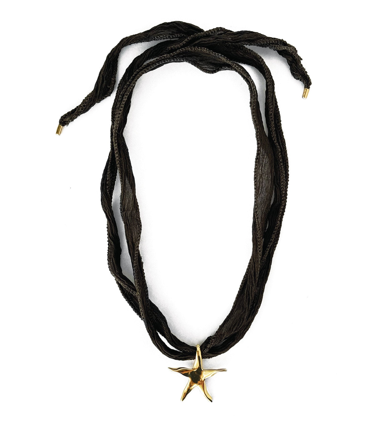 Estelle Fairy Silk Necklace 14k Gold Plated, Charcoal Silk