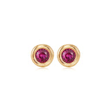 Luv AJ-Round Bezel Studs-Earrings-14k Gold Plated, Cubic Zirconia-Blue Ruby Jewellery-Vancouver Canada