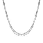 The Emerald Bezel Tennis Necklace Sterling Silver Plated, Cubic Zirconia