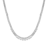 The Emerald Bezel Tennis Necklace Sterling Silver Plated, Cubic Zirconia