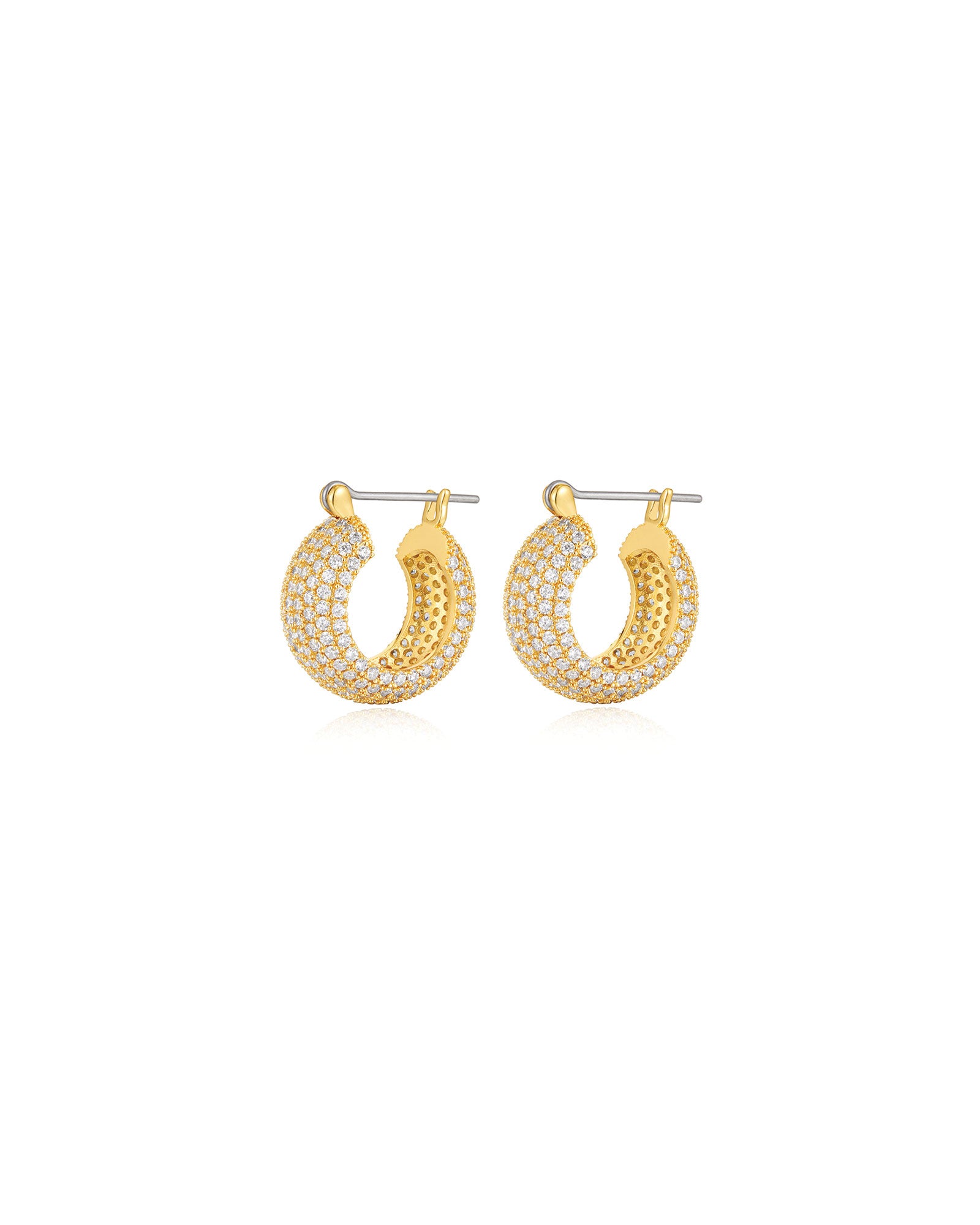 The Pave Royale Hoops 14k Gold Plated, Cubic Zirconia