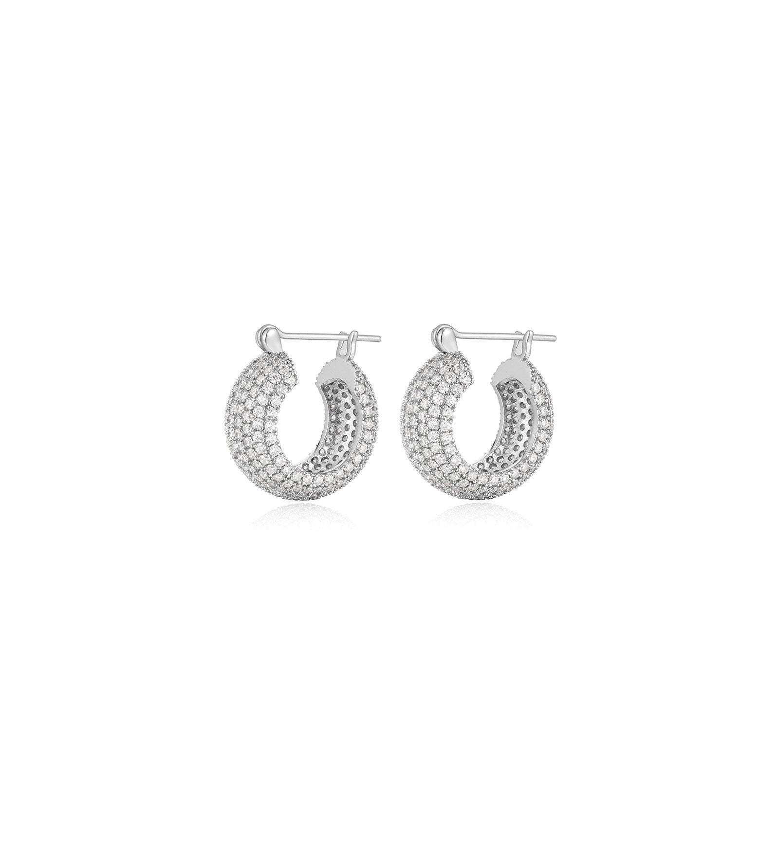 The Pave Royale Hoops Sterling Silver Plated, Cubic Zirconia