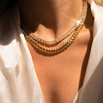 The Triple Crystal Tennis Necklace 14k Gold Plated, Cubic Zirconia