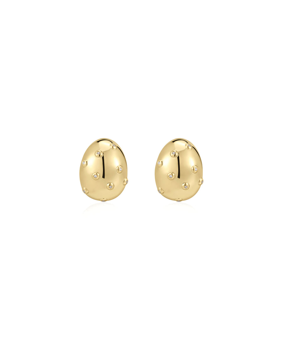 Mini Pavé Molten Studs 14k Gold Plated, Cubic Zirconia