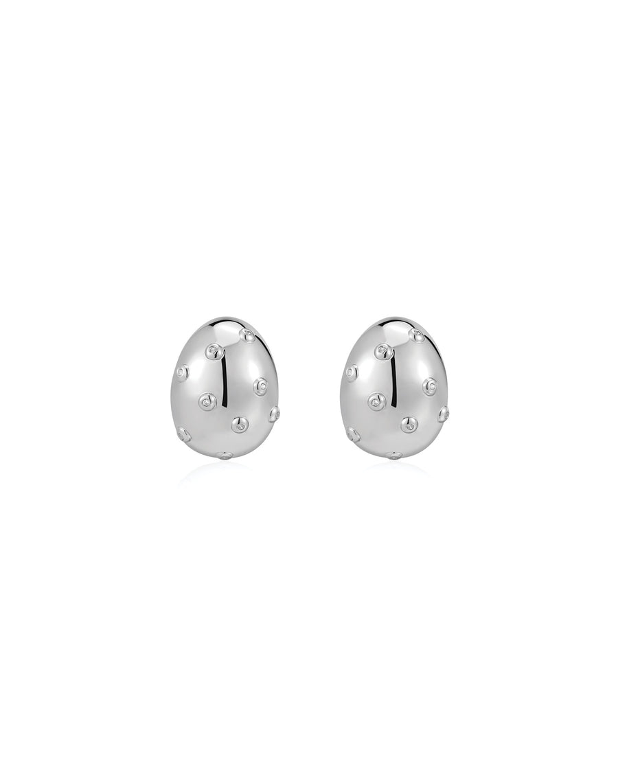 Mini Pavé Molten Studs Silver Plated, Cubic Zirconia