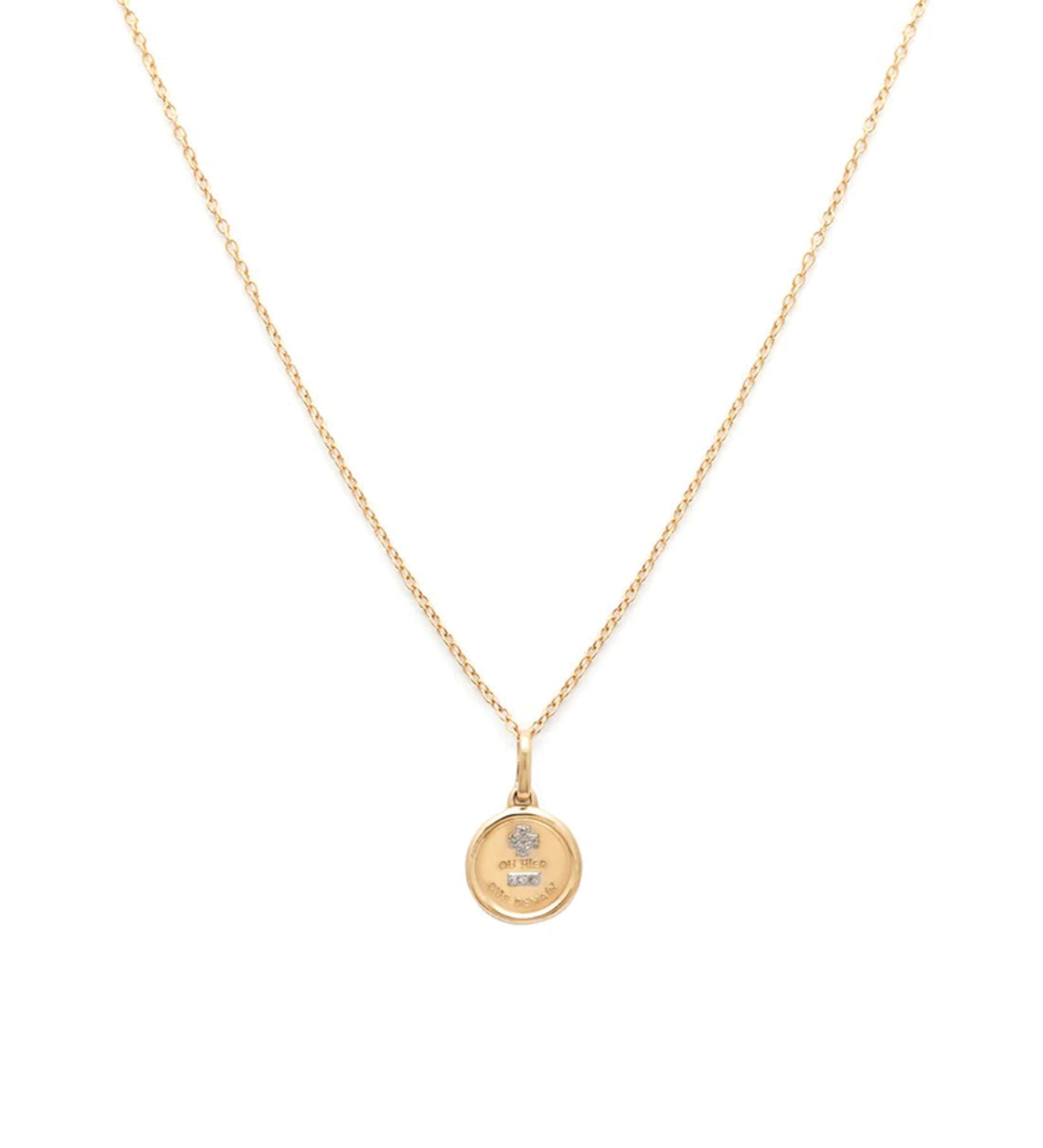 Leah Alexandra Fine-Love Token Necklace Round-Necklaces-14k Yellow Gold, Diamond-Blue Ruby Jewellery-Vancouver Canada