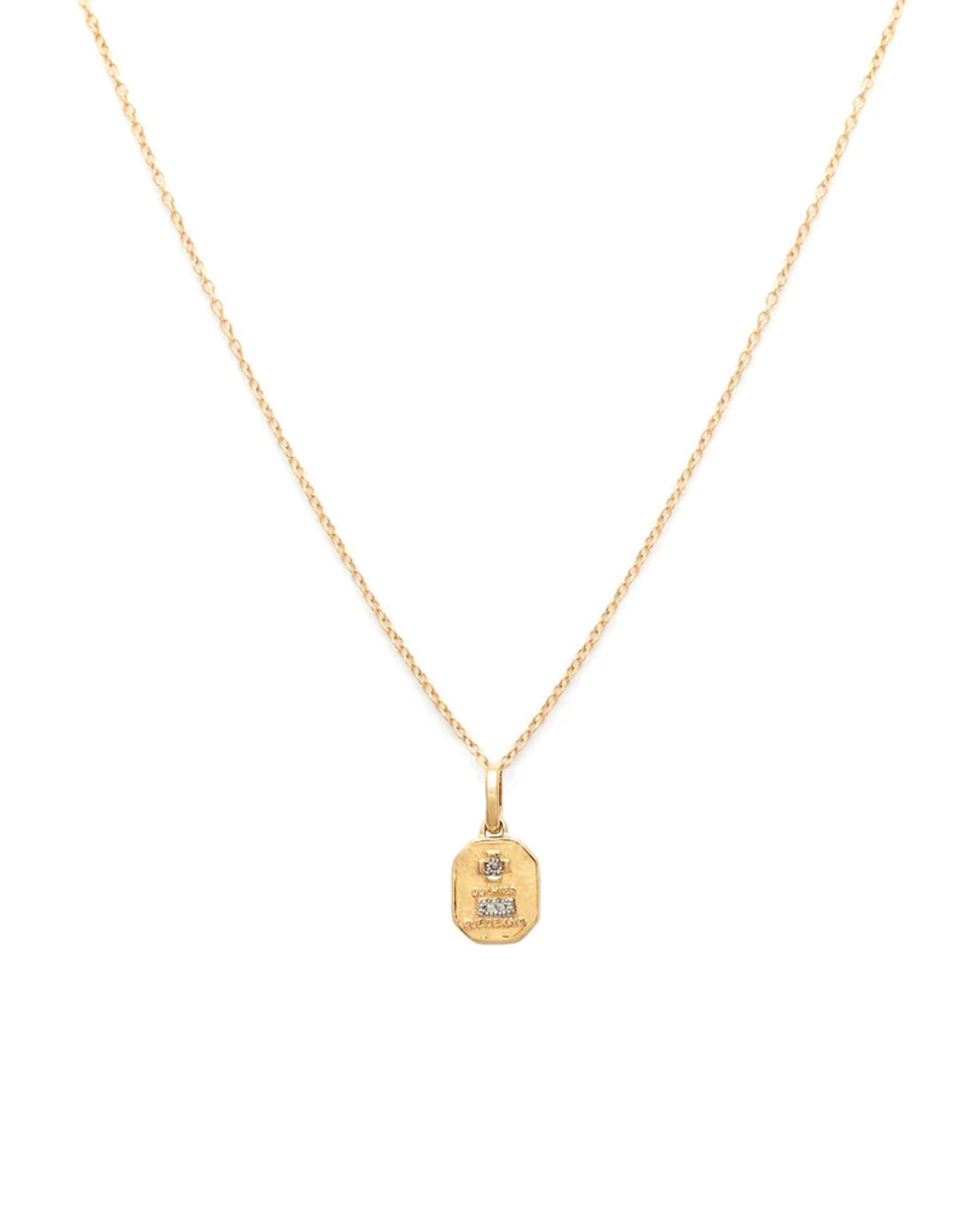 Leah Alexandra Fine-Love Token Necklace Square-Necklaces-14k Yellow Gold, Diamond-Blue Ruby Jewellery-Vancouver Canada