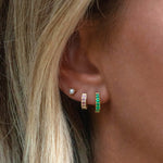 Pavé Huggies | 10mm 14k Gold Vermeil, Emerald