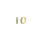 Pavé Huggies | 10mm 14k Gold Vermeil, Emerald