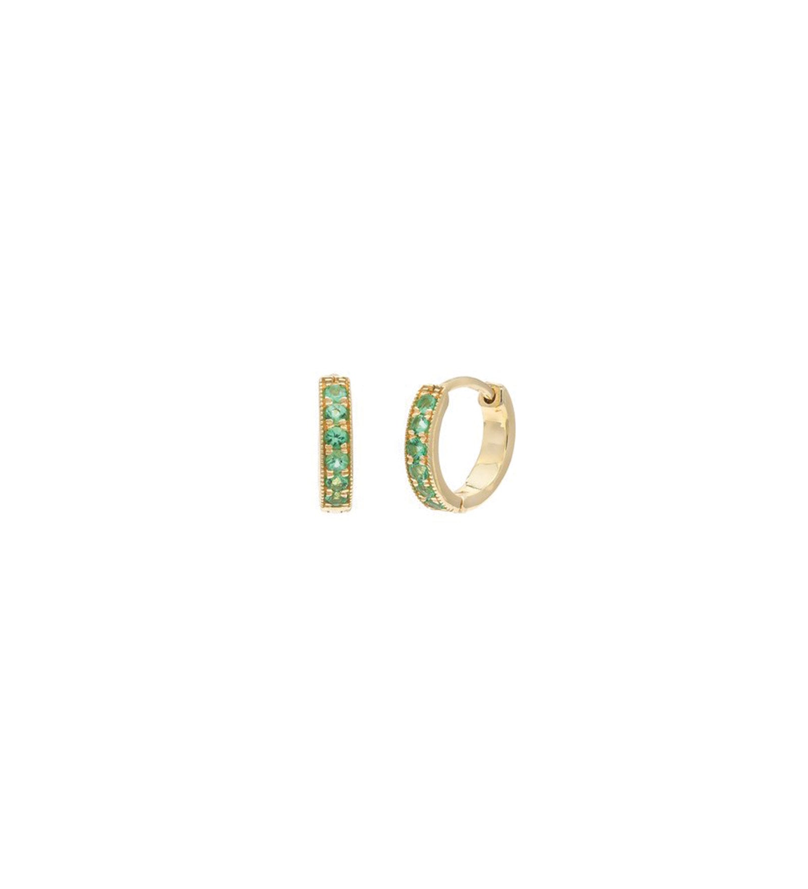 Pavé Huggies | 10mm 14k Gold Vermeil, Emerald