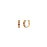 Pavé Huggies | 10mm 14k Gold Vermeil, Multi Sapphire