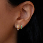 Pavé Huggies | 8mm 14k Gold Vermeil, Emerald