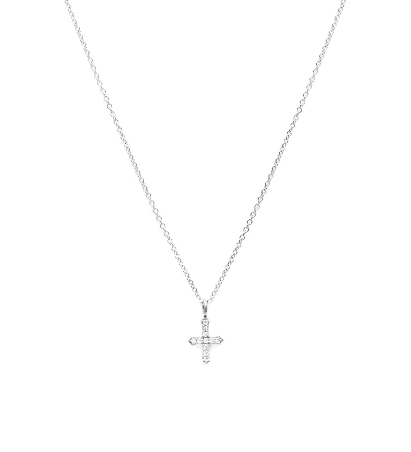 CZ Cross Necklace Sterling Silver, Cubic Zirconia