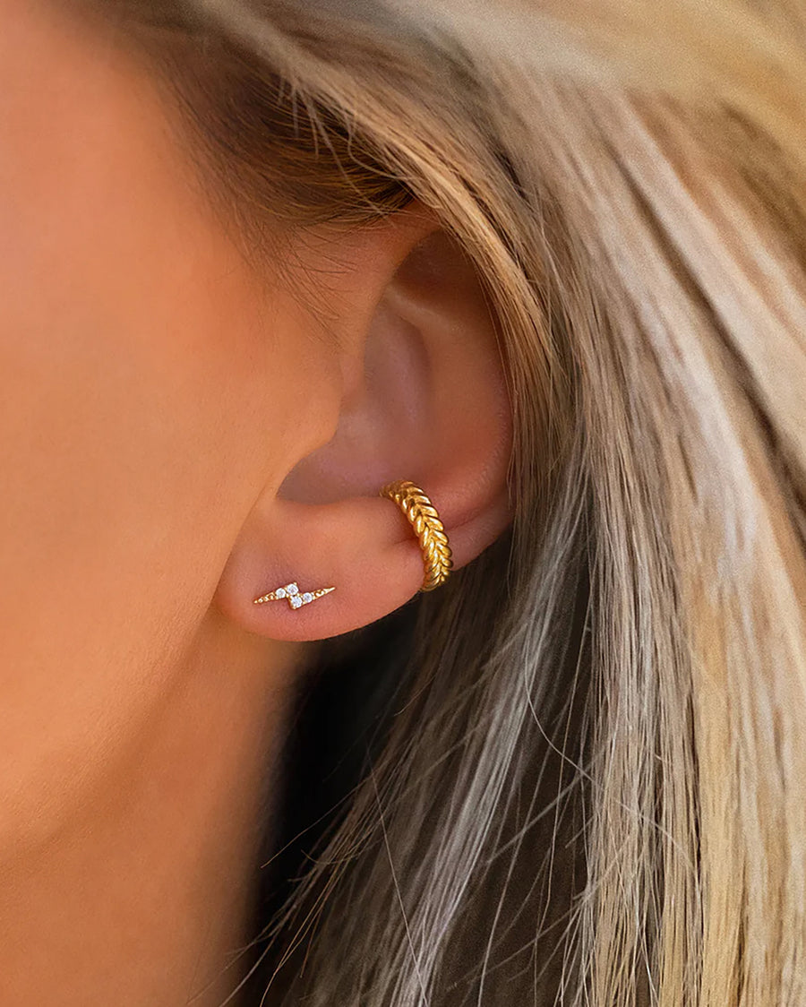 Lightening Bolt CZ Studs 10k Yellow Gold, Cubic Zirconia