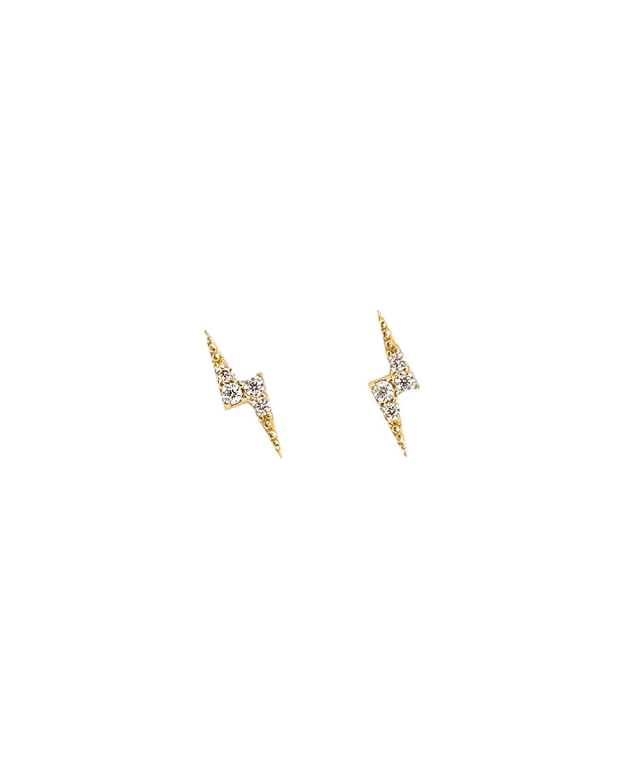 Lightening Bolt CZ Studs 10k Yellow Gold, Cubic Zirconia