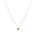 Petite Oval Necklace 14k Yellow Gold, Emerald