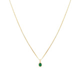 Petite Oval Necklace 14k Yellow Gold, Emerald