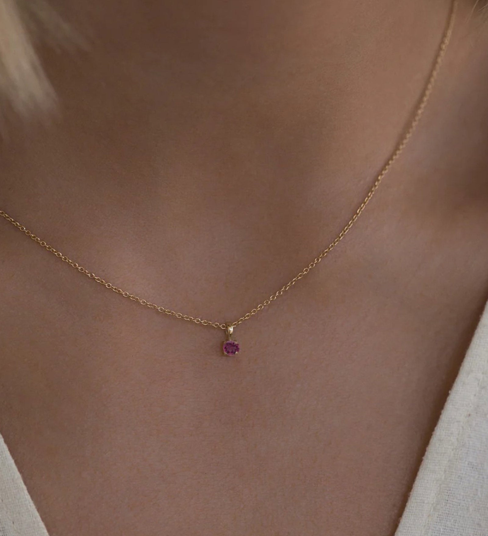 Leah Alexandra-Birthstone Necklace-Necklaces-14k Gold Vermeil, 14k Gold Filled, Garnet - January-Blue Ruby Jewellery-Vancouver Canada