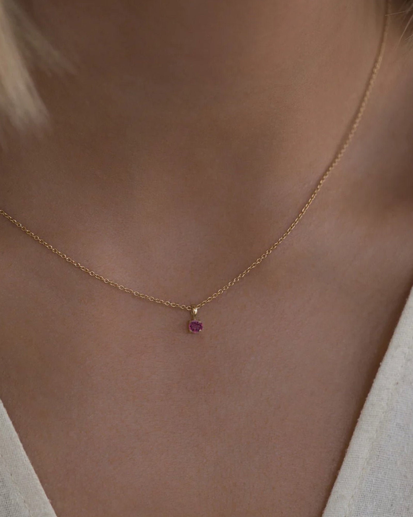 Leah Alexandra-Birthstone Necklace-Necklaces-14k Gold Vermeil, 14k Gold Filled, Garnet - January-Blue Ruby Jewellery-Vancouver Canada