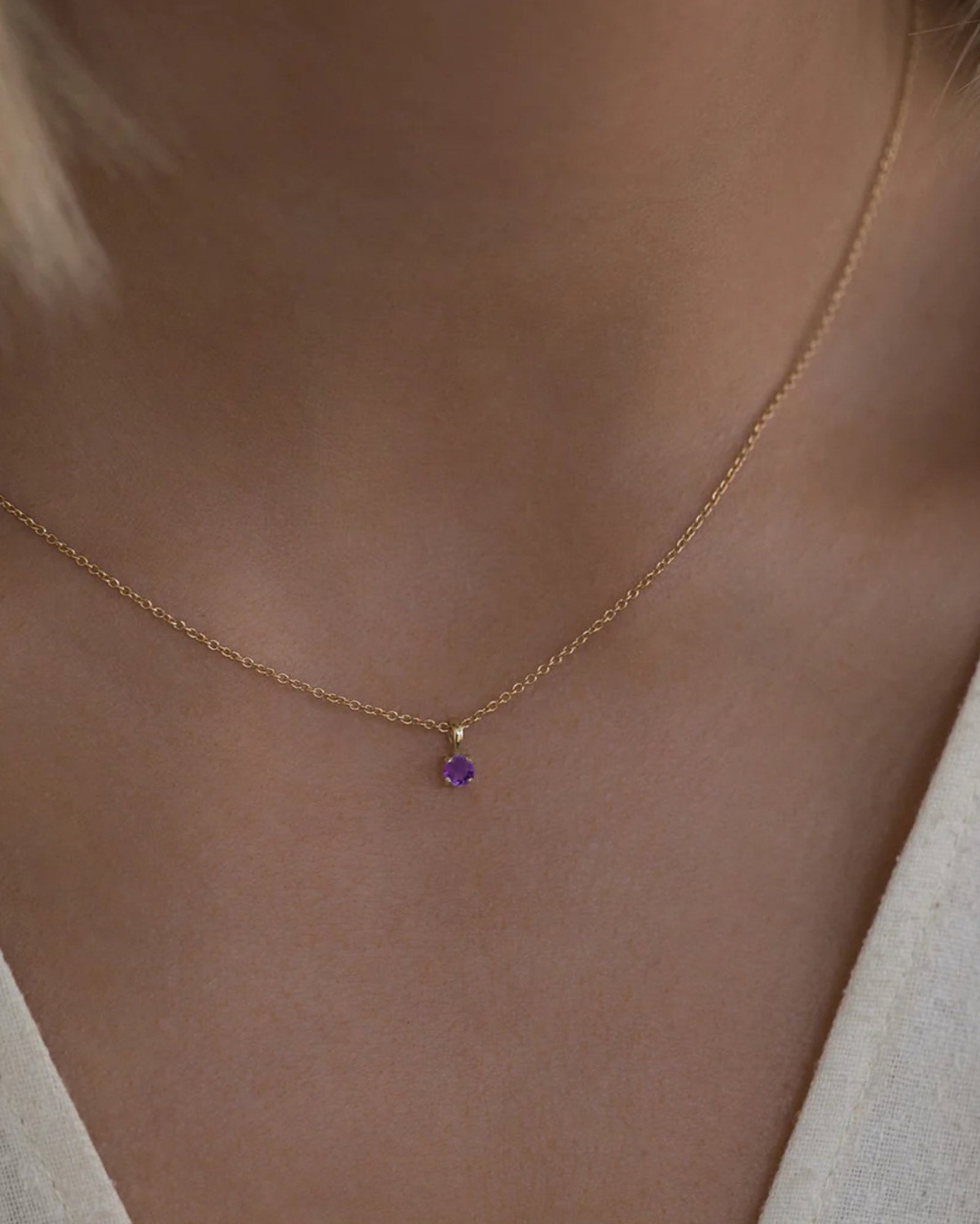 Leah Alexandra-Birthstone Necklace-Necklaces-14k Gold Vermeil, 14k Gold Filled, Amethyst - February-Blue Ruby Jewellery-Vancouver Canada